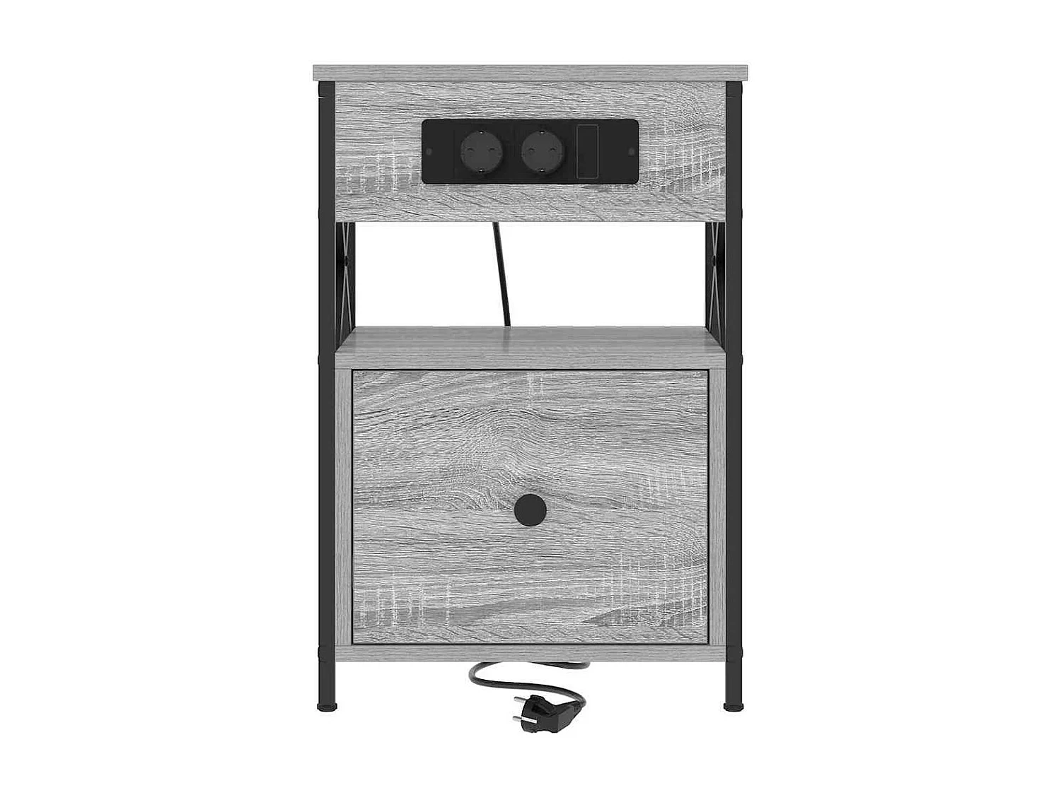 Mesita de Noche | Armario de Noche 2 uds con cajón Gris sonoma 40x31x60 cm