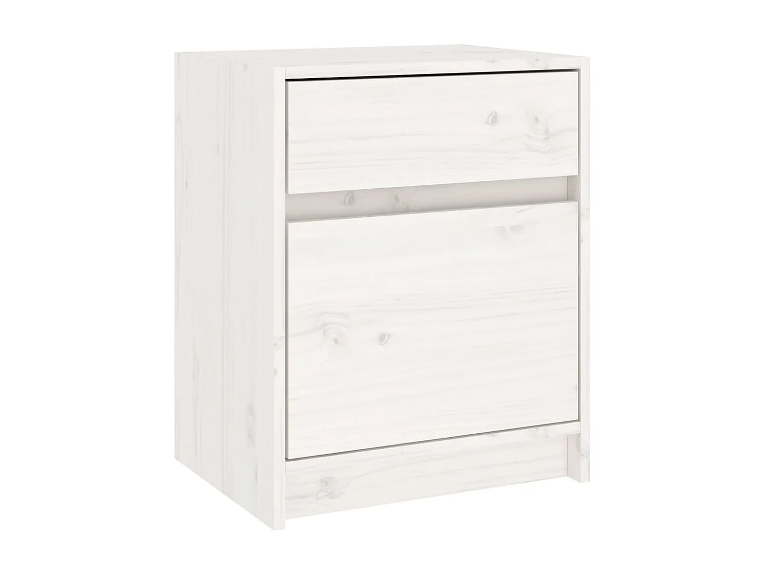 Nachttisch-Beistelltisch-Nachtschrank Weiß 40x31x50 cm Massivholz Kiefer SHL81210