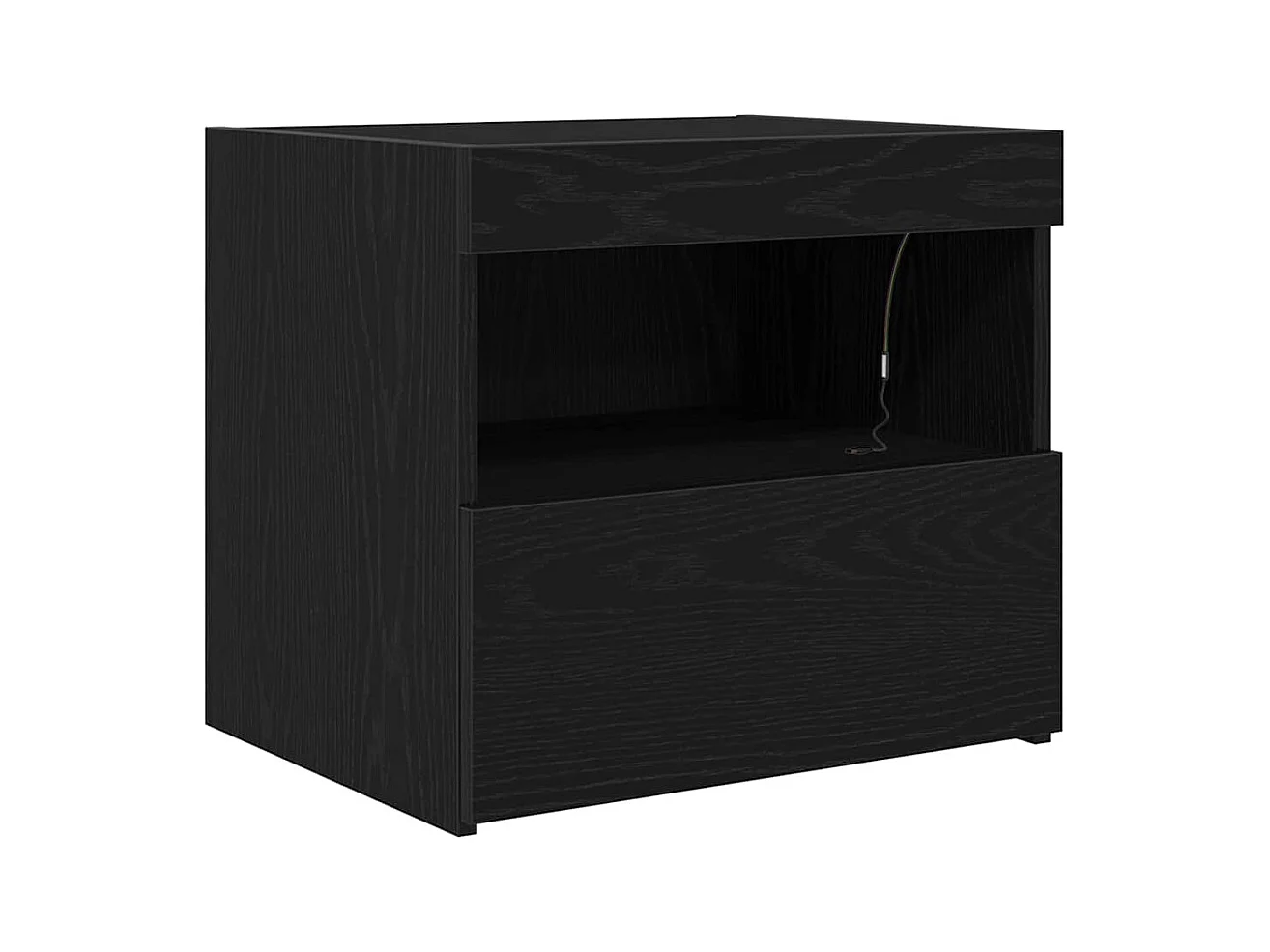 Mesita de Noche | Mesa auxiliar con cajón Roble negro 50x40x45 cm