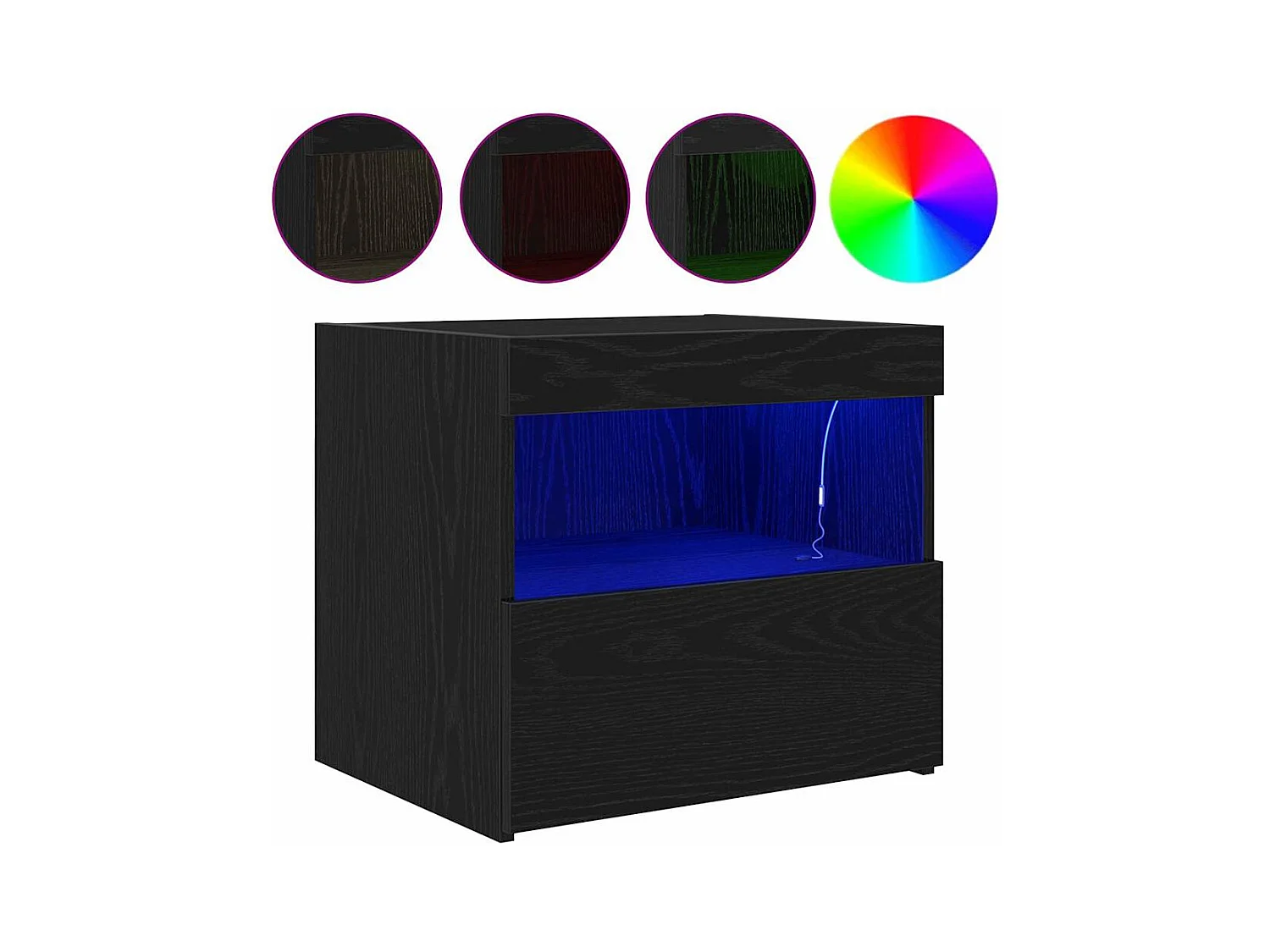 Mesita de Noche | Mesa auxiliar con cajón Roble negro 50x40x45 cm