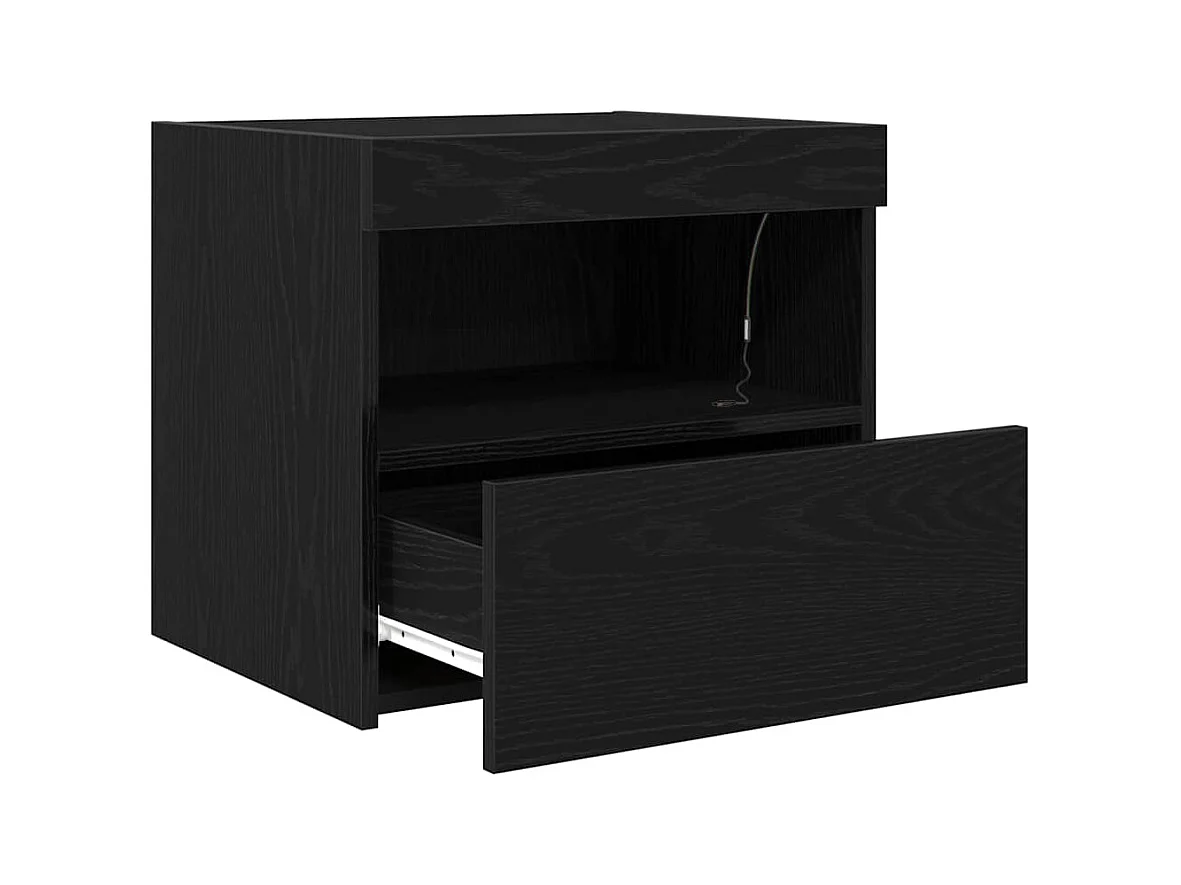 Mesita de Noche | Mesa auxiliar con cajón Roble negro 50x40x45 cm