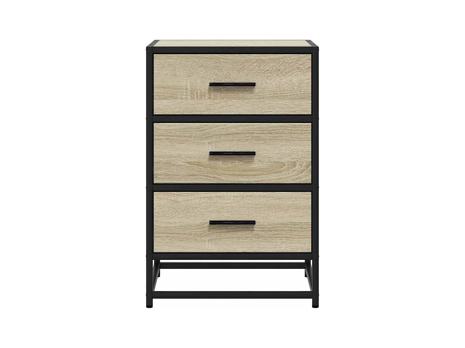 Mesita de noche | Mesilla de noche madera ingeniería roble sonoma 40x34,5x60cm metal