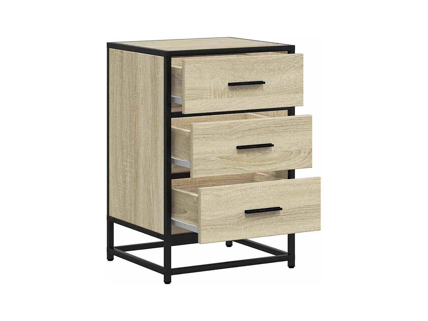 Mesita de noche | Mesilla de noche madera ingeniería roble sonoma 40x34,5x60cm metal