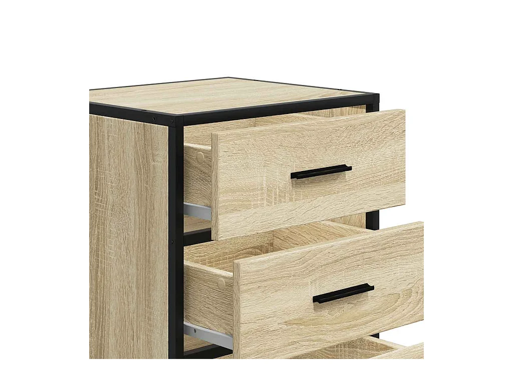 Mesita de noche | Mesilla de noche madera ingeniería roble sonoma 40x34,5x60cm metal