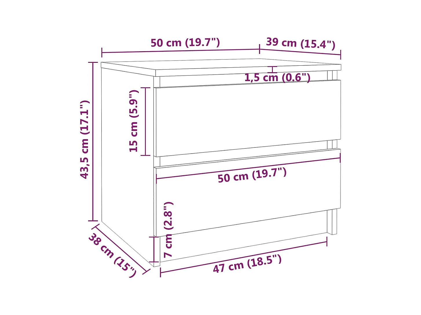 Table de chevet-Table d'appoint-Table de nuit Sonoma gris 50x39x43,5 cm Bois d'ingénierie