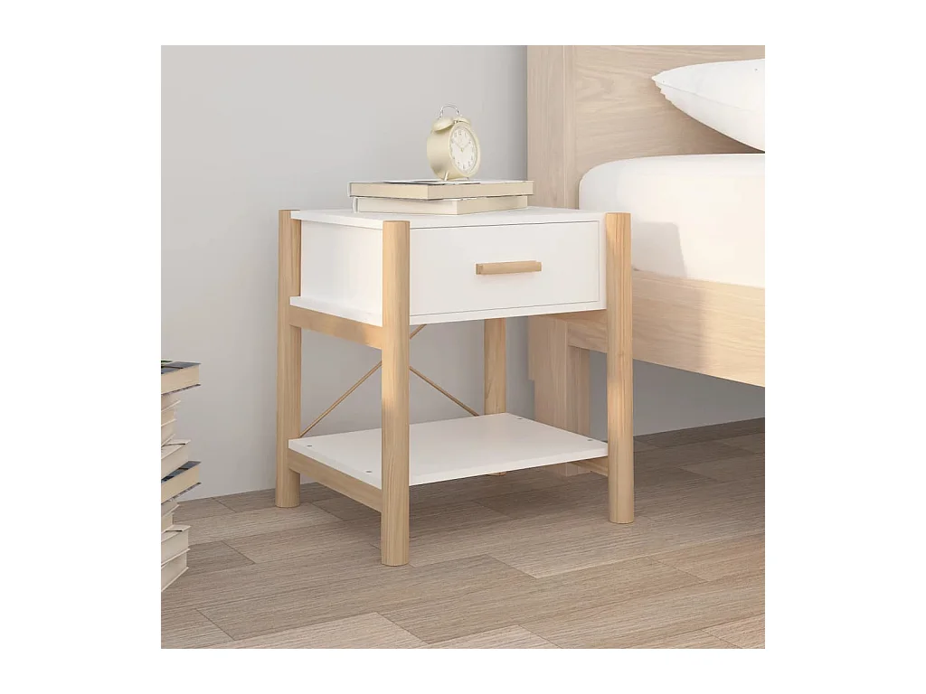 Mesitas de noche | Mesilla de noche 2 uds madera contrachapada blanco 42x38x45 cm