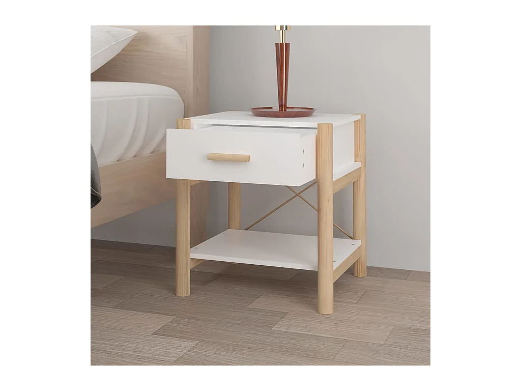 Mesitas de noche | Mesilla de noche 2 uds madera contrachapada blanco 42x38x45 cm