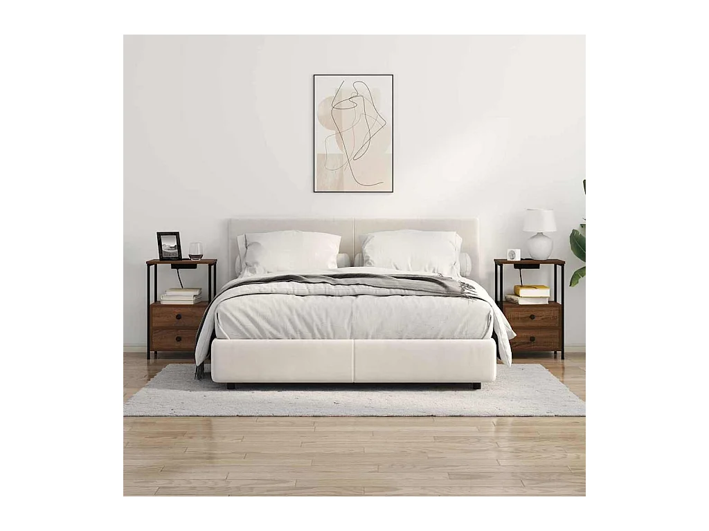 Mesita de Noche | Mesa auxiliar con Estación de Carga 2 uds. Marrón roble