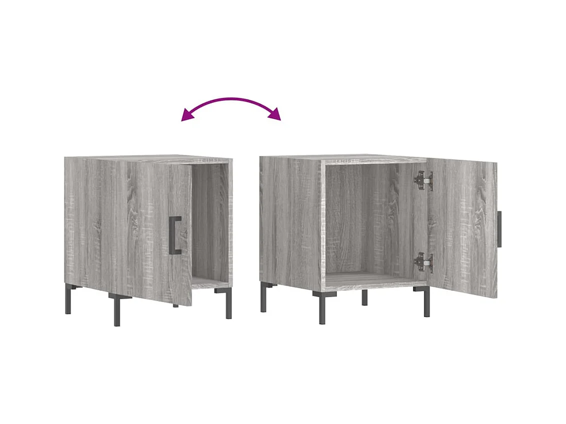 Mesitas de noche | Mesilla de noche 2 uds madera ingeniería gris Sonoma 40x40x50 cm