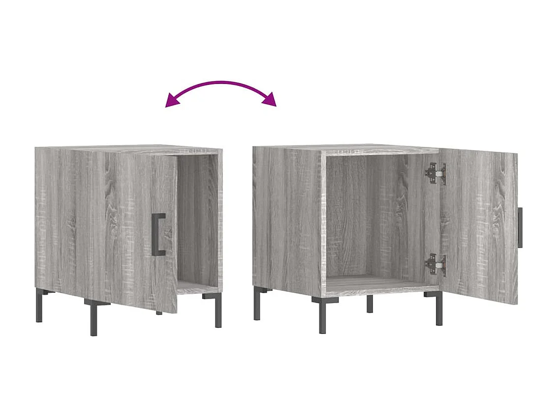 Nachttisch 2er Set-Beistelltisch-Nachttischkommode Grau Sonoma 40x40x50 cm Holzwerkstoff SHL91638