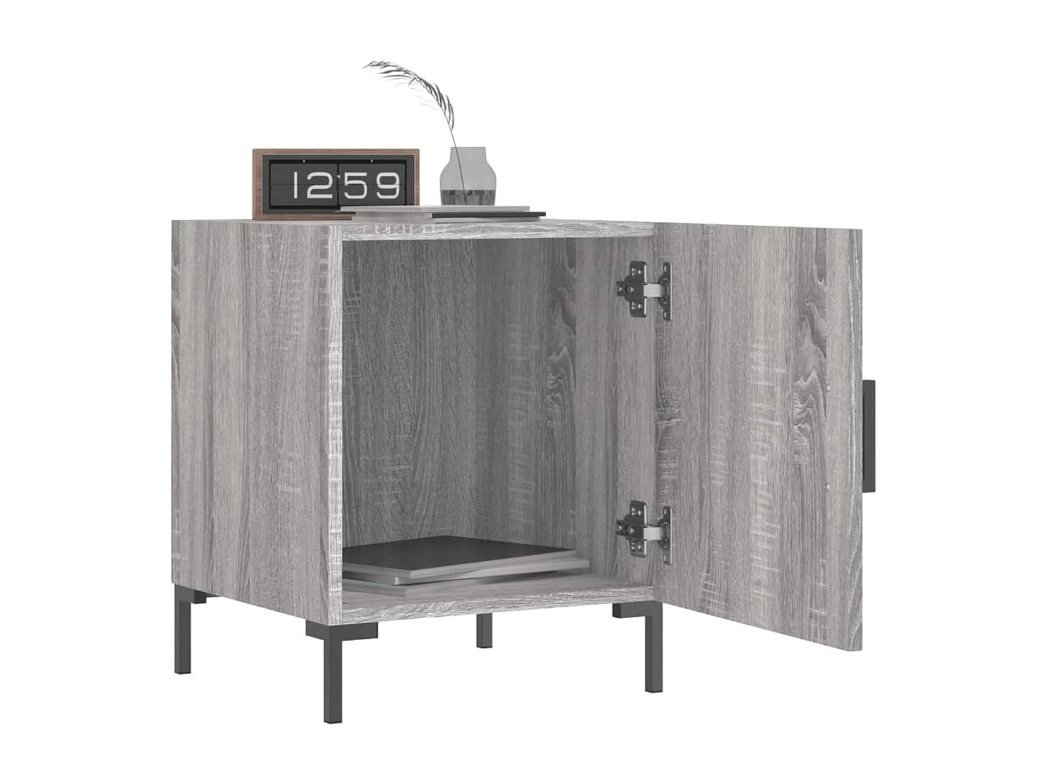 Nachttisch 2er Set-Beistelltisch-Nachttischkommode Grau Sonoma 40x40x50 cm Holzwerkstoff SHL91638