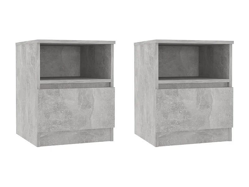 Tables de chevet-Tables de nuit 2 pcs avec Compartiments ouverts Gris béton 40x40x50 cm Aggloméré