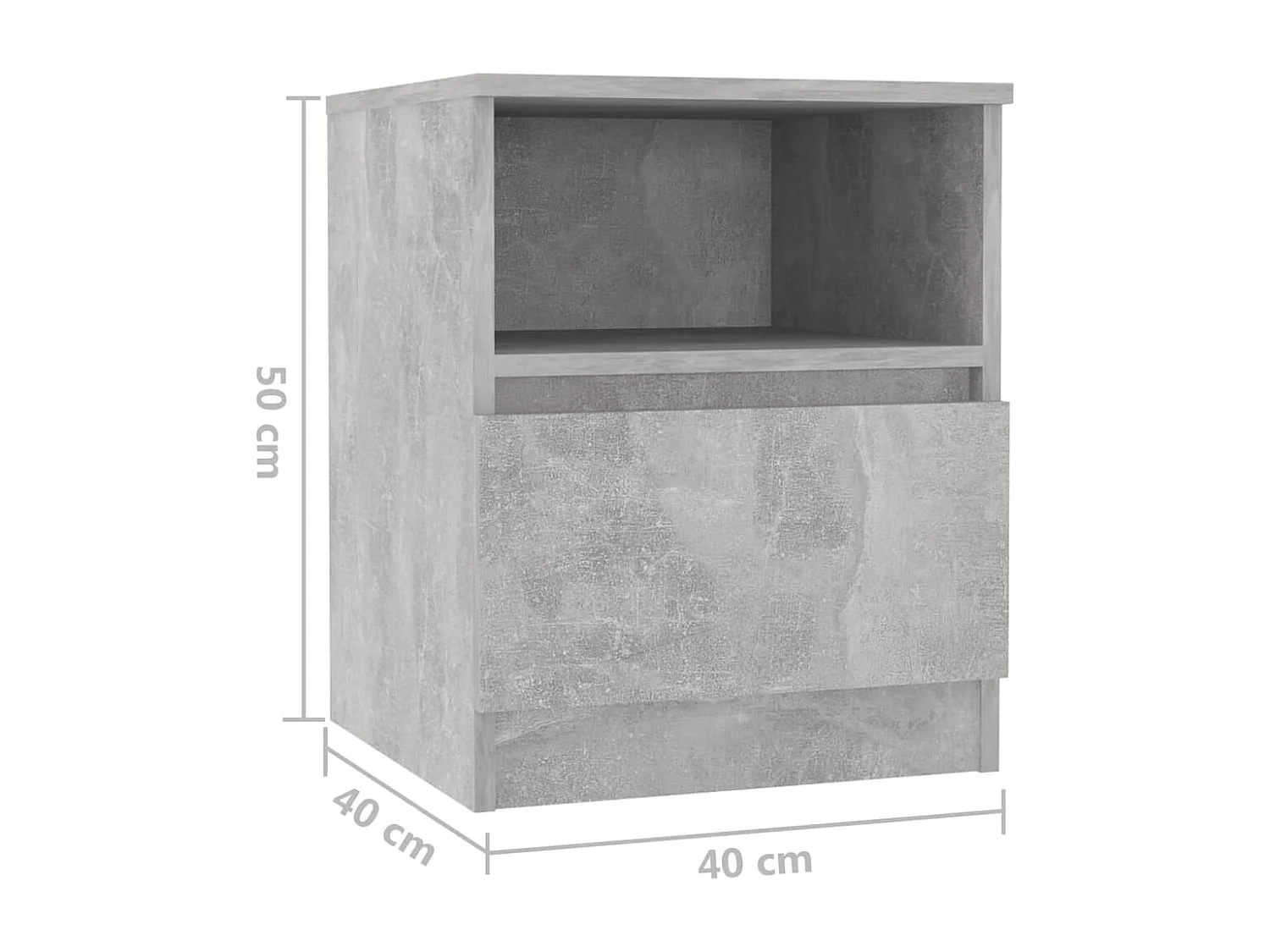 Nachttisch 2er Set-Beistelltisch Betongrau 40x40x50 cm Holzwerkstoff SHL93506