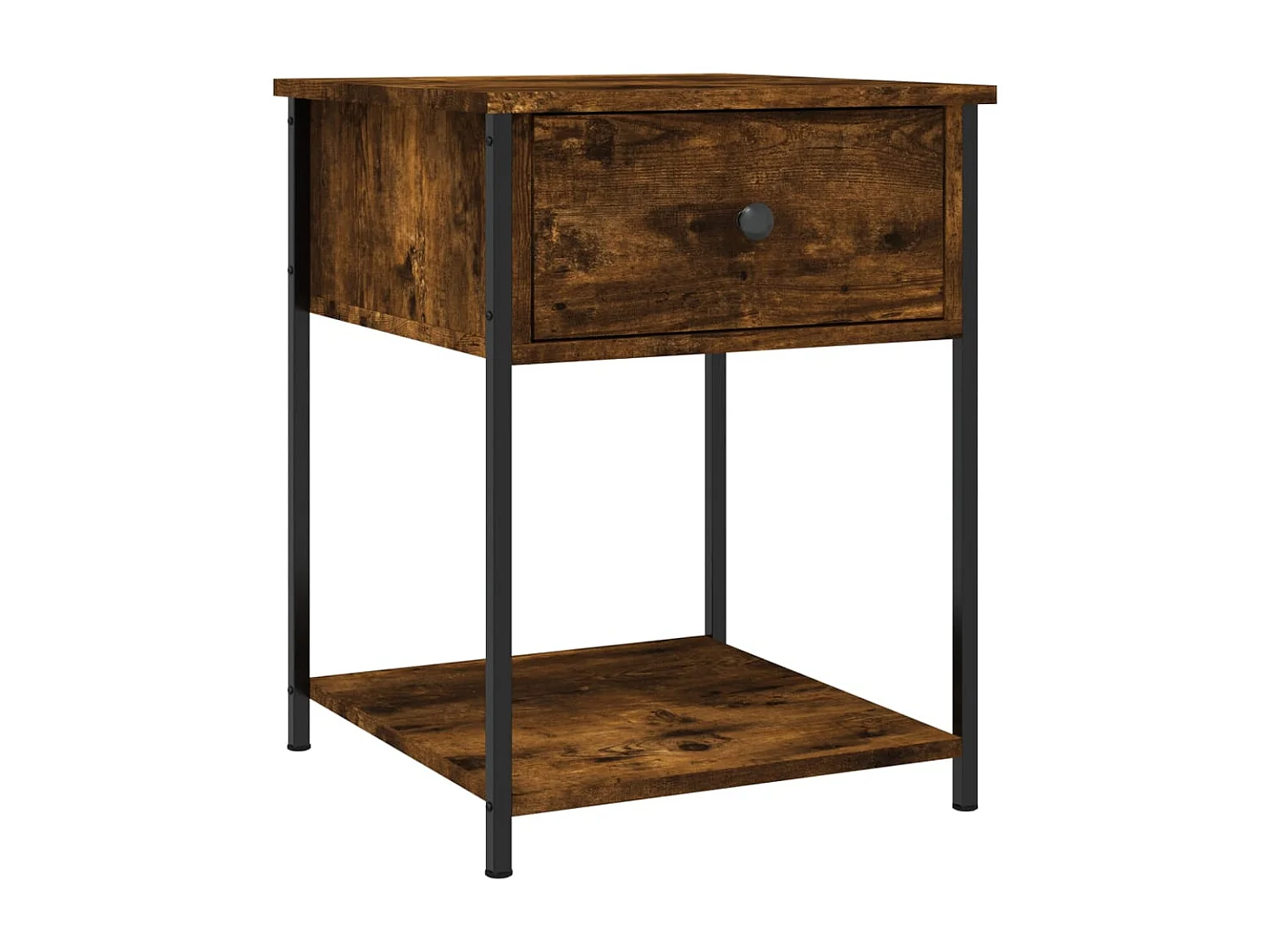 Nachttisch 2er Set-Beistelltisch-Nachttischkommode Räuchereiche 44x45x58 cm Holzwerkstoff SHL74495