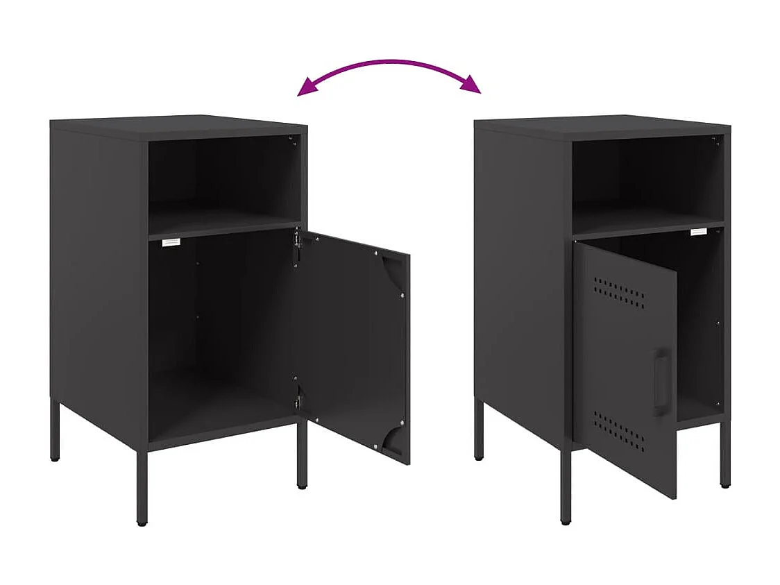 Nachttisch 2er Set-Beistelltisch-Nachttischkommode Schwarz 36x39x68 cm Stahl SHL13286