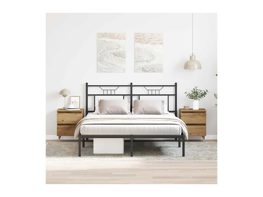 Mesita de Noche | Armario de Noche 2 uds con cajón Roble artisan 40x35x50 cm