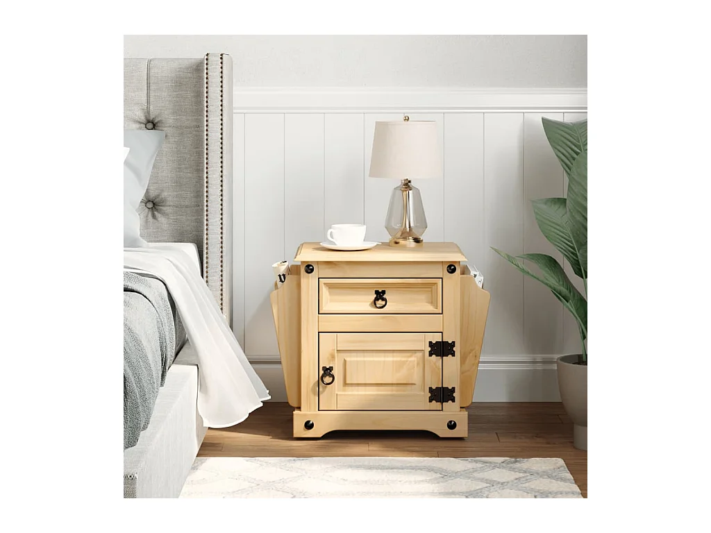 Table de chevet-Table d'appoint-Table de Nuit Corona 45x35x47,5 cm bois de pin massif