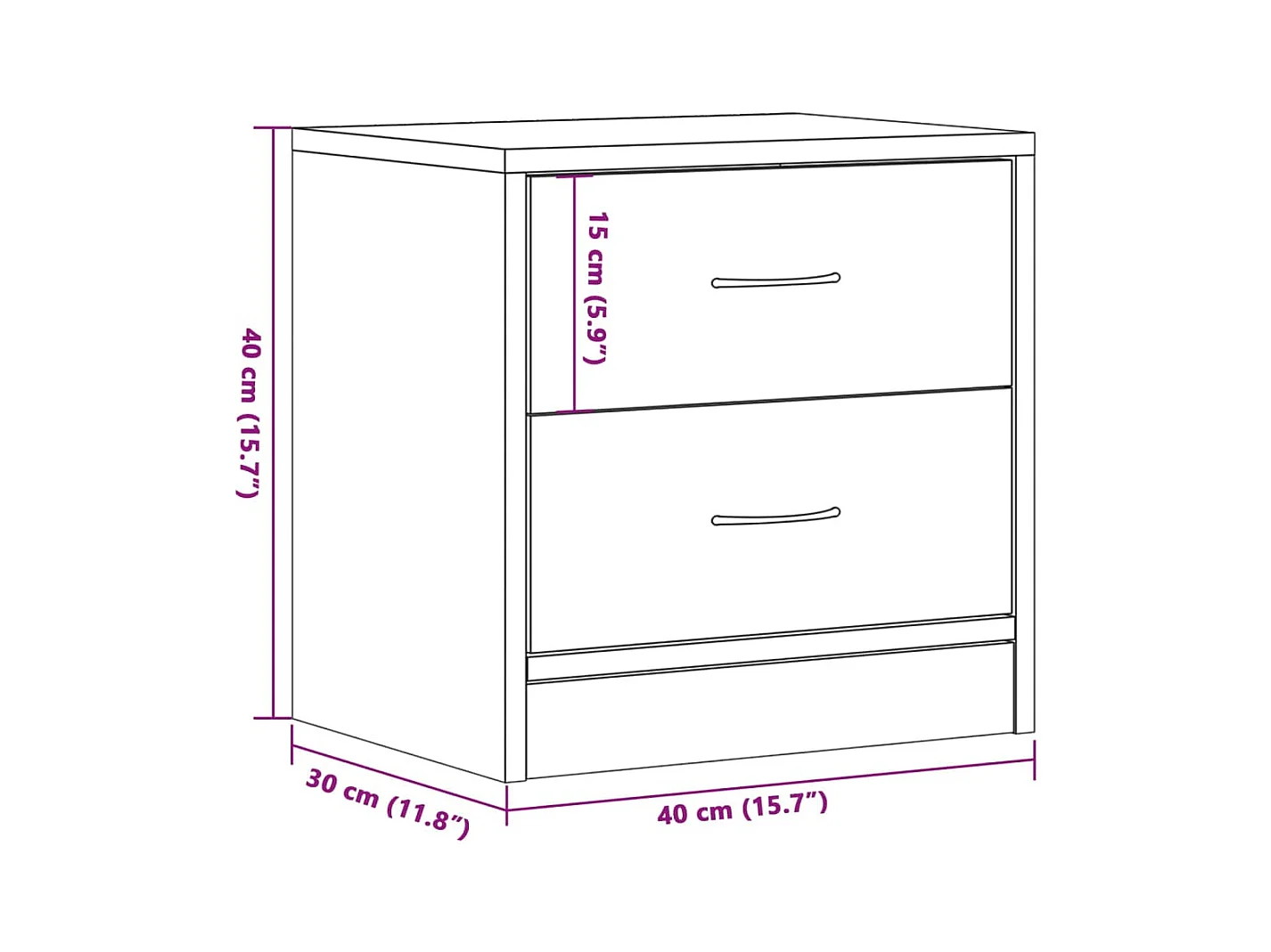 Mesita de noche | Mesilla de noche madera de ingeniería envejecida 40x30x40 cm