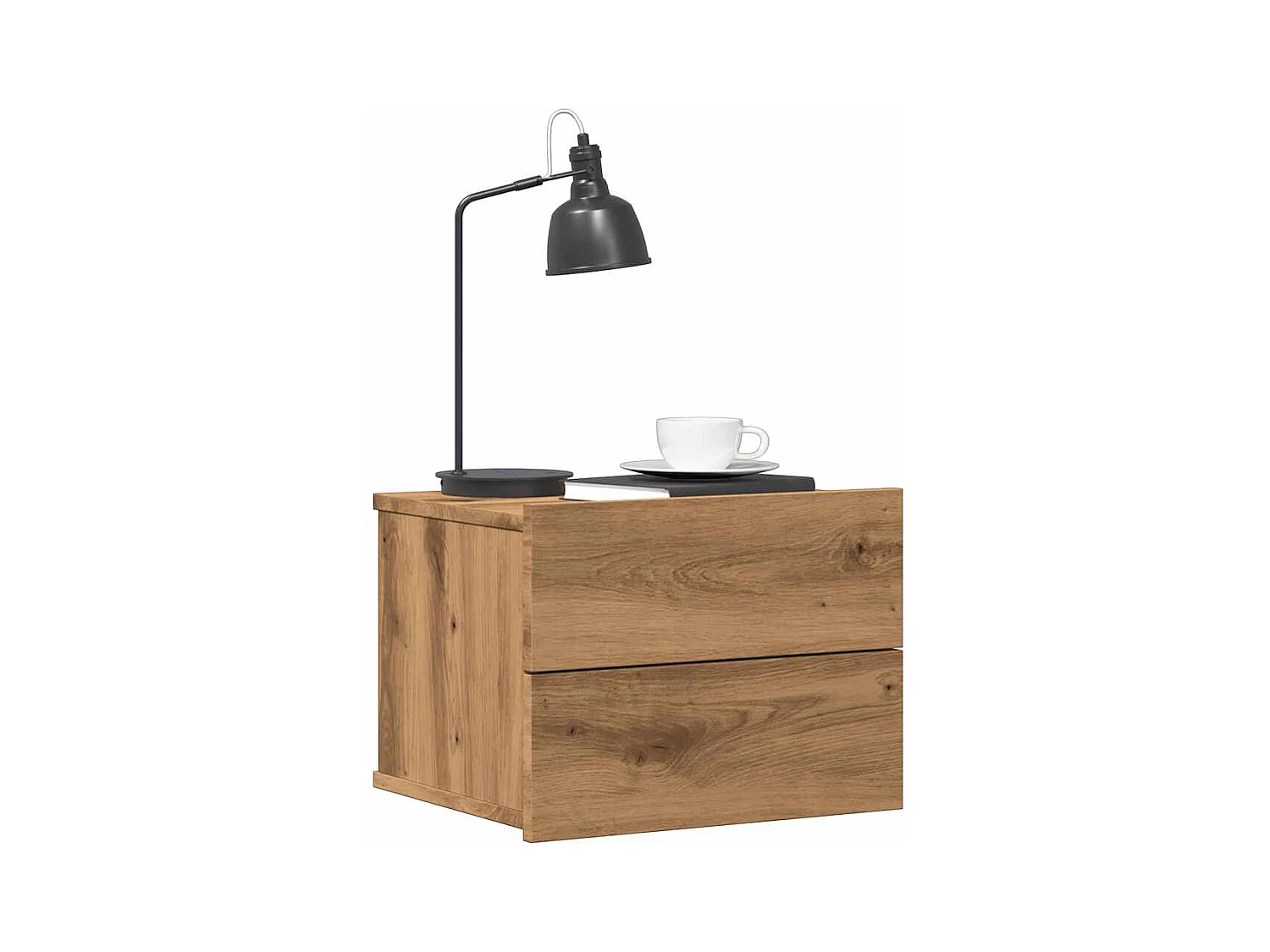 Mesita de noche | Mesilla de noche de pared color roble artisan 40x32x30 cm