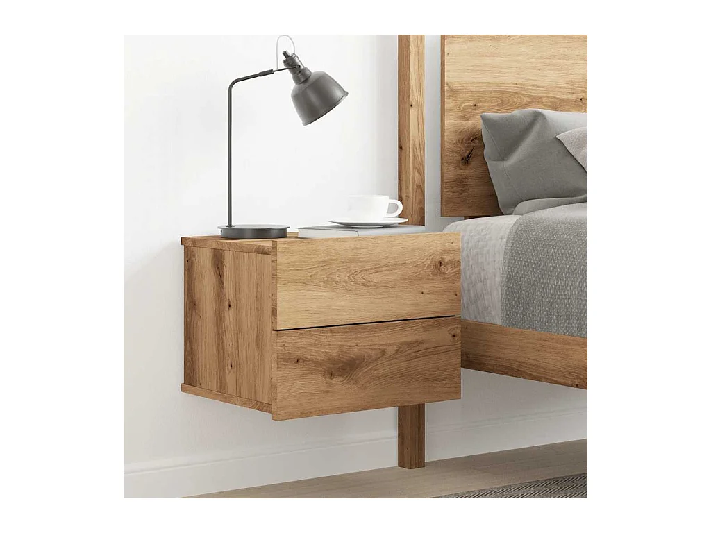 Mesita de noche | Mesilla de noche de pared color roble artisan 40x32x30 cm