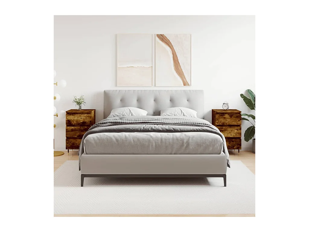 Mesitas de noche | Mesilla de noche 2 uds madera ingeniería roble ahumado 40x35x69 cm