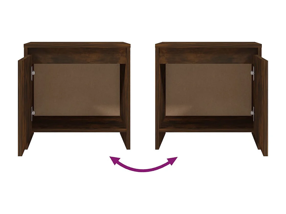 Nachttisch 2er Set-Beistelltisch-Nachttischkommode Räuchereiche 45x34x44,5 cm Holzwerkstoff SHL74181