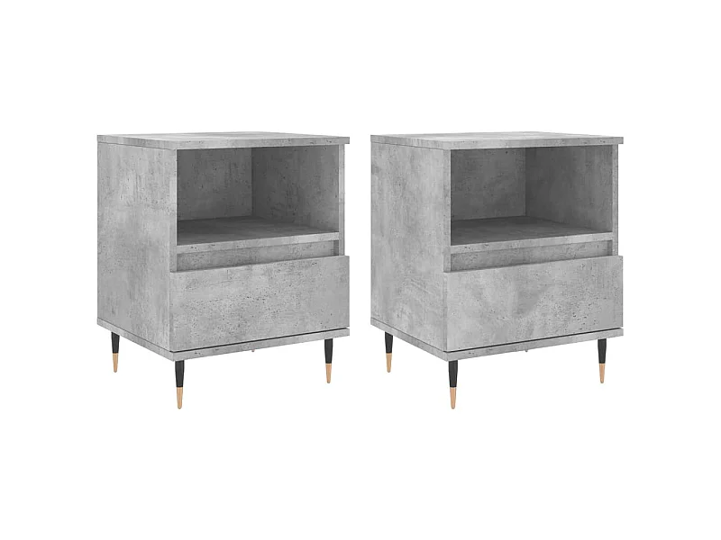 Lot de 2 Tables de chevet avec rangement gris béton 40x35x50 cm bois d’ingénierie