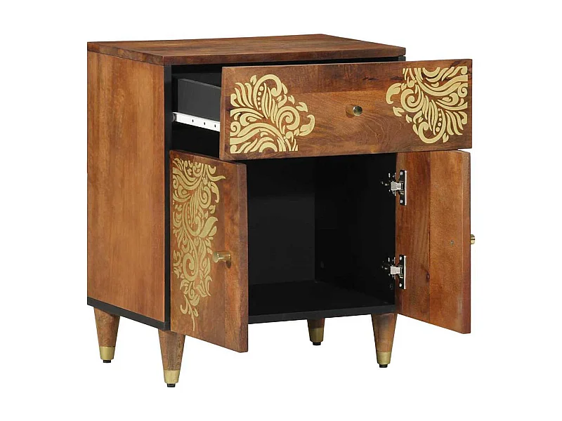 Table de chevet-Table de Nuit avec tiroir marron miel 50x33x60 cm