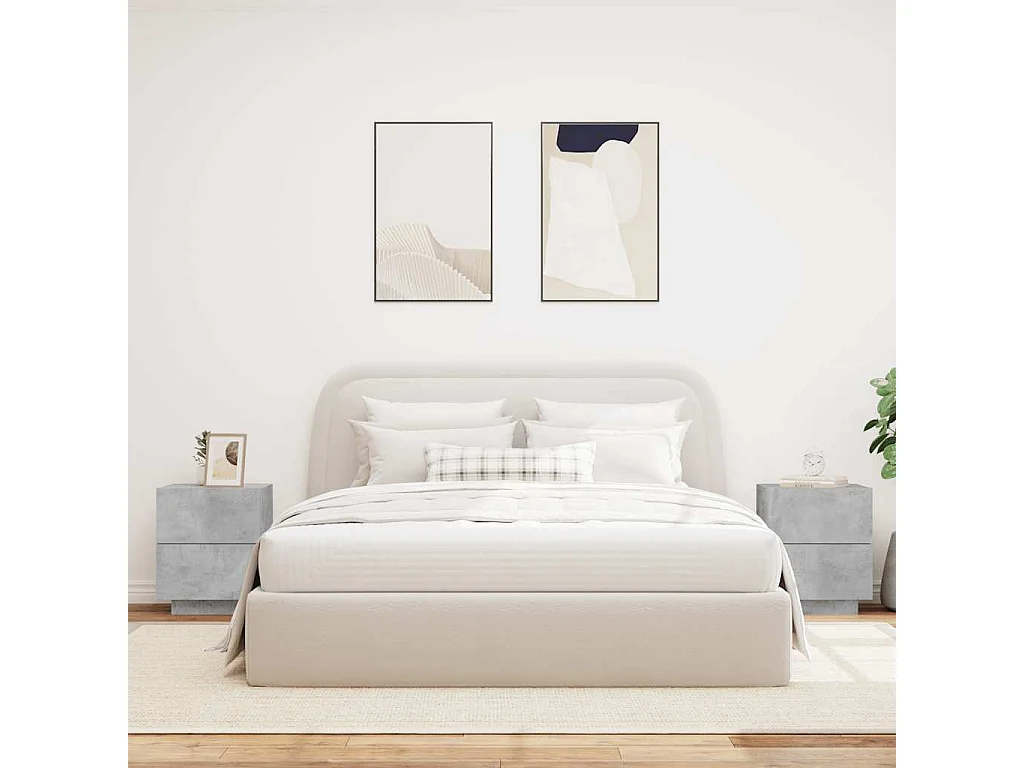 Nachttische mit LED-Leuchten 2er Set | Beistelltisch Betongrau Holzwerkstoff SHL88092