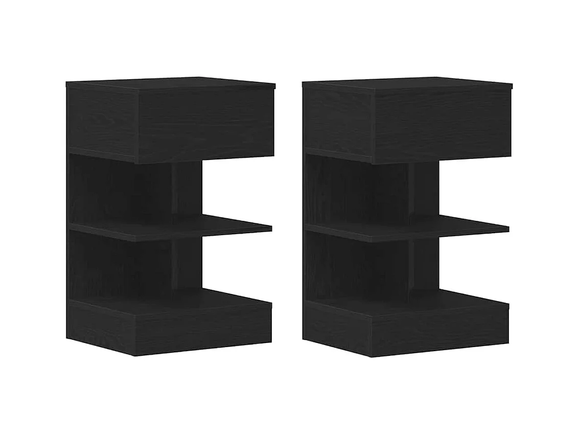 Mesita de Noche | Mesa auxiliar | Armario de Noche 2 uds. Roble negro 40x35x65 cm