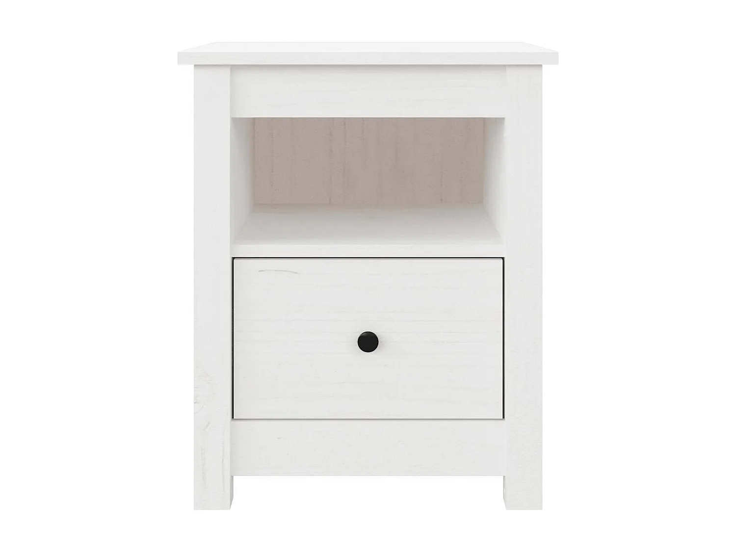 Nachttisch 2er Set-Beistelltisch-Nachttischkommode Weiß 40x35x49 cm Massivholz Kiefer SHL28348