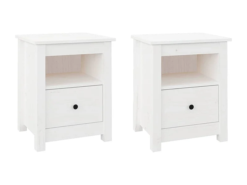 Tables de chevet lot de 2 avec rangment Blanc 40x35x49 cm Bois de pin massif