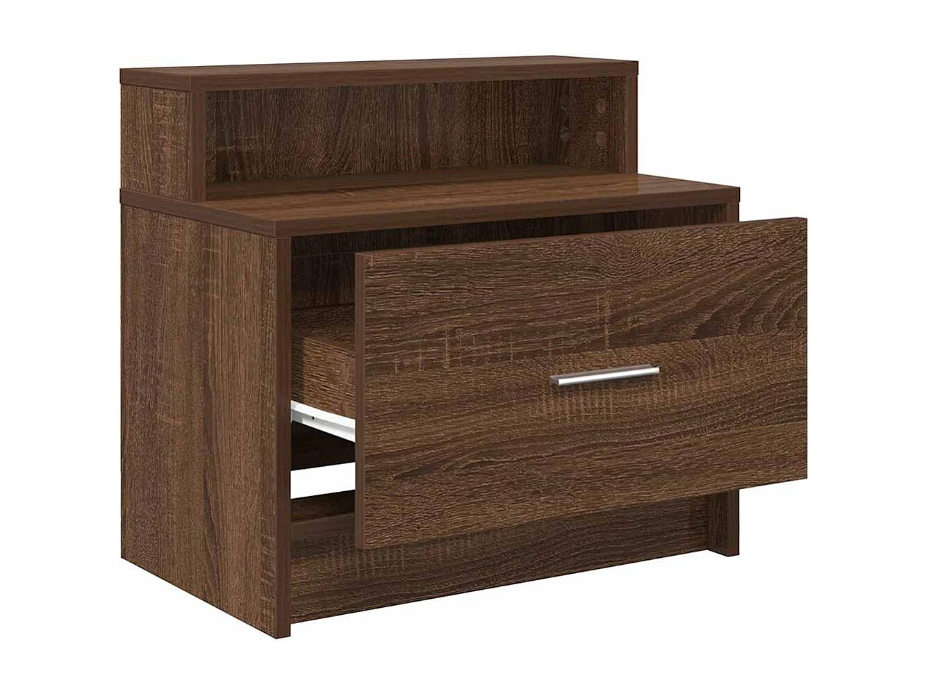 Nachttisch 2er Set-Beistelltisch mit Schublade. Braun Eichen-Optik 51x31x47 cm SHL45083