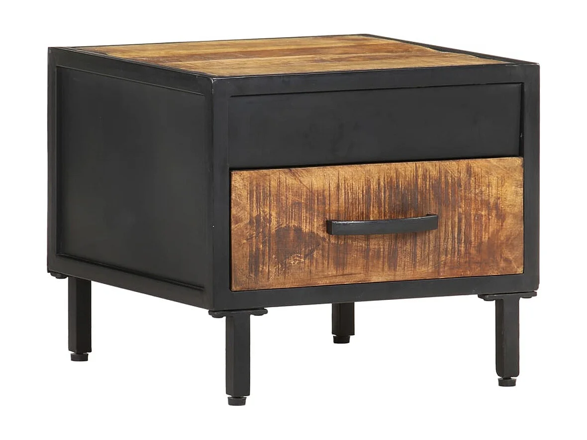 Table de chevet-Table d'appoint 40x40x35 cm Bois de manguier brut