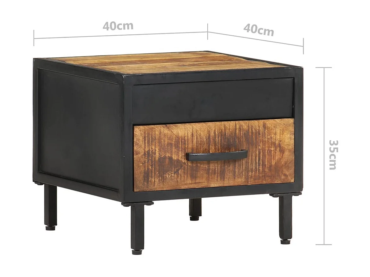 Table de chevet-Table d'appoint 40x40x35 cm Bois de manguier brut