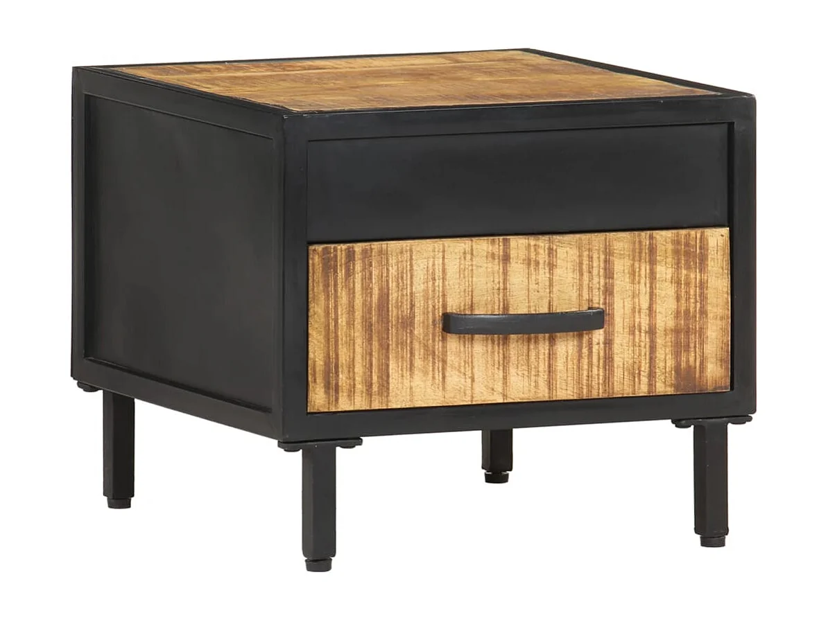 Table de chevet-Table d'appoint 40x40x35 cm Bois de manguier brut