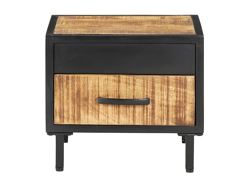 Nachtkastje | Bijzettafel Modern | Opbergkastje 40x40x35 cm ruw mangohout