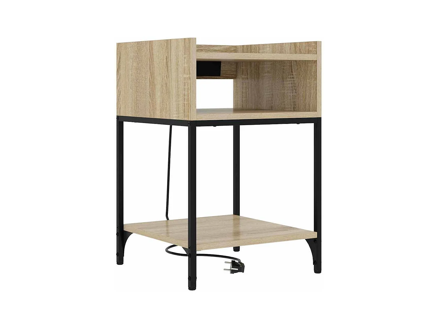 Lot de 2 Tables de chevet avec Étagère de Rangement Chêne sonoma 40x40x61 cm
