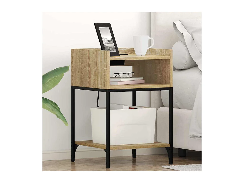 Mesa de Noche | Mesa auxiliar | Mesita de noche con estante 2 uds. Roble Sonoma 40x40x61 cm