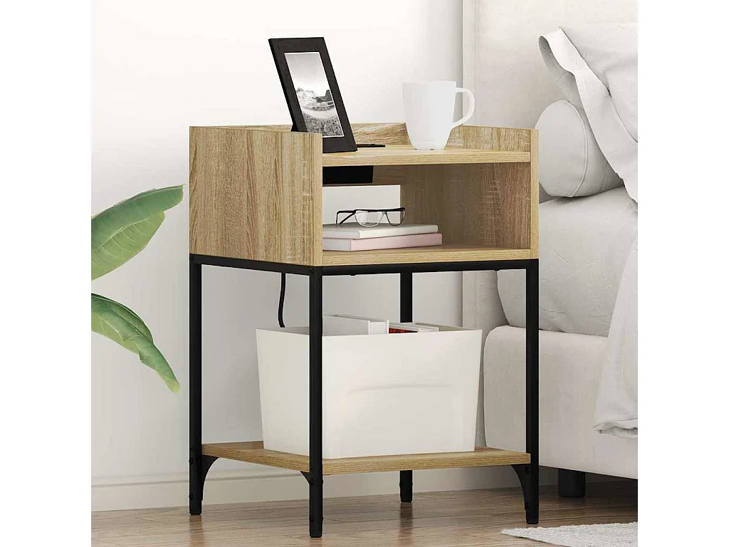 Nachttisch 2er Set-Beistelltisch Sonoma-Eiche 40 x 40 x 61 cm Holzwerkstoff SHL25569