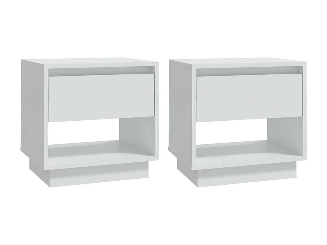 Tables de chevet-Tables de nuit 2 pcs Blanc 45x34x44 cm bois d'ingénierie