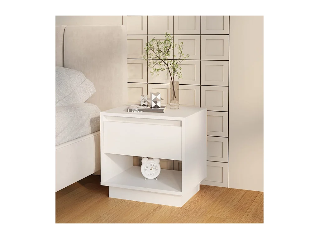 Tables de chevet-Tables de nuit 2 pcs Blanc 45x34x44 cm bois d'ingénierie