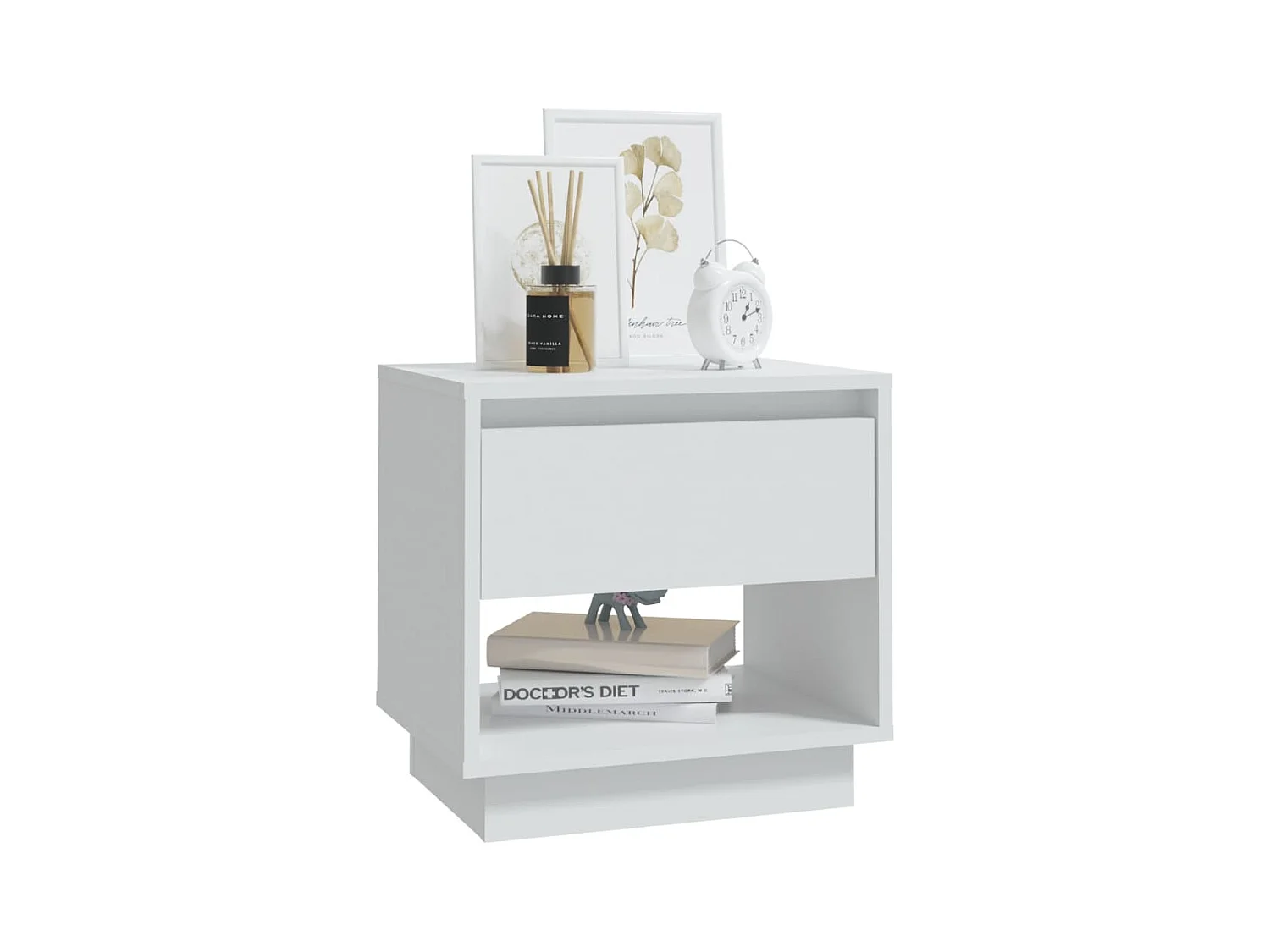 Tables de chevet-Tables de nuit 2 pcs Blanc 45x34x44 cm bois d'ingénierie