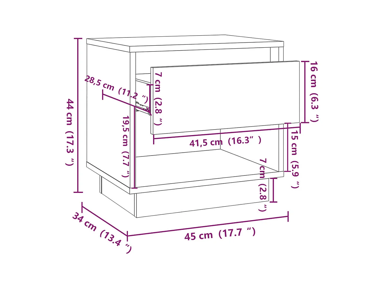 Tables de chevet-Tables de nuit 2 pcs Blanc 45x34x44 cm bois d'ingénierie