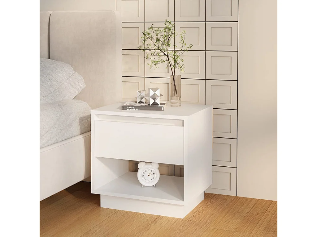 Mesitas de noche | Mesilla de noche 2 uds madera contrachapada blanco 45x34x44 cm