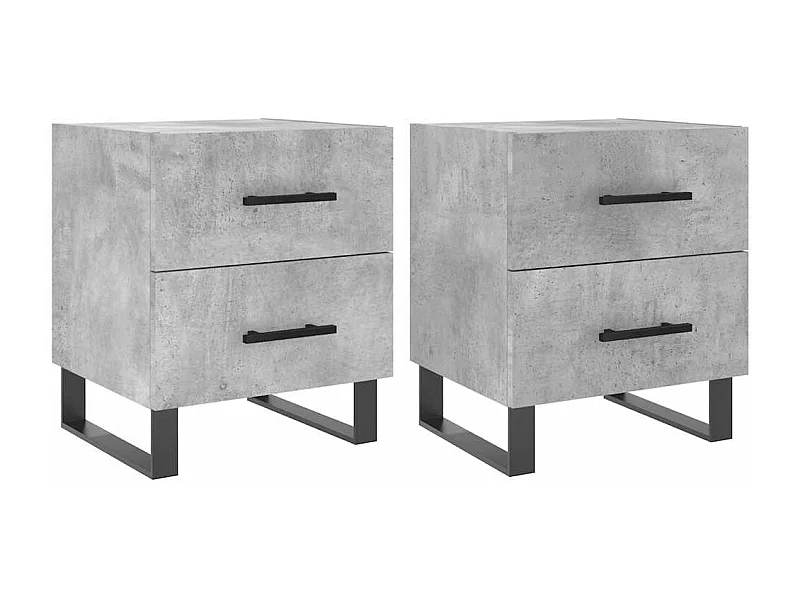 Tables de chevet lot de 2 avec rangement gris béton 40x35x47,5cm bois d’ingénierie