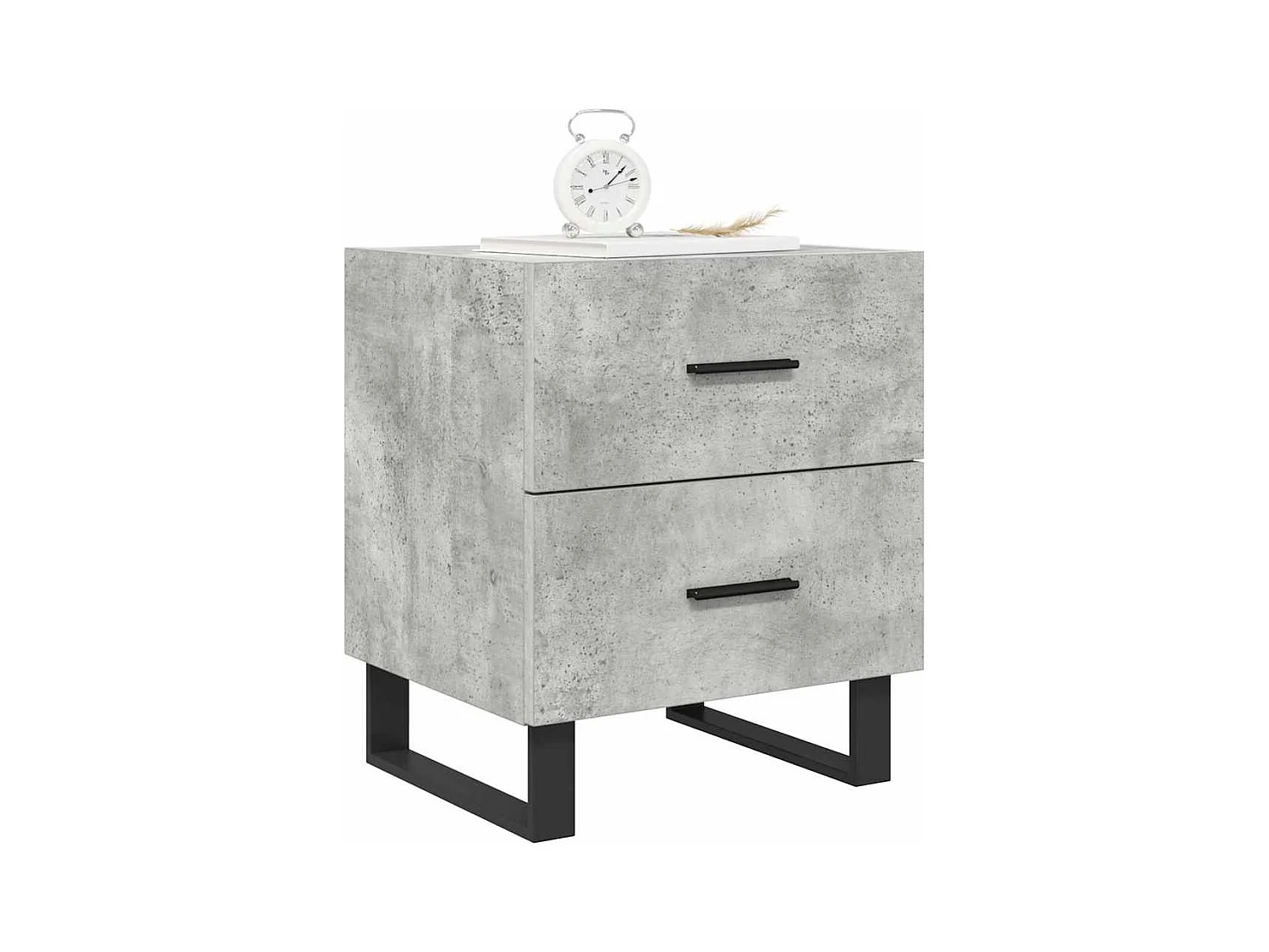 Mesita de noche | Mesilla de noche 2 uds madera ingeniería gris hormigón 40x35x47,5cm