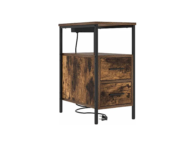 Mesa de Noche | Mesa auxiliar | Mesita de noche con cajón Roble ahumado 30x48x61 cm