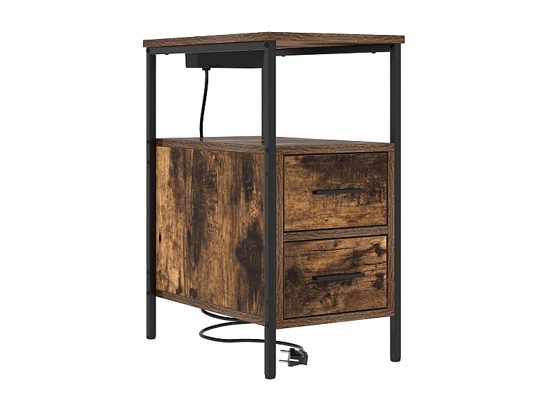 Mesa de Noche | Mesa auxiliar | Mesita de noche con cajón Roble ahumado 30x48x61 cm