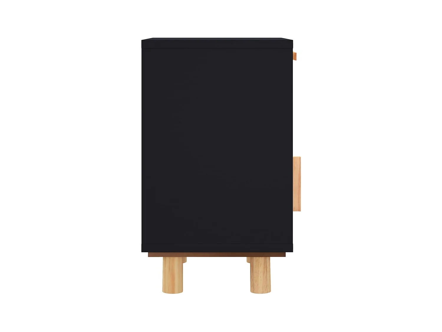 Mesita de noche | Mesilla de noche madera maciza pino negra y ratán natural